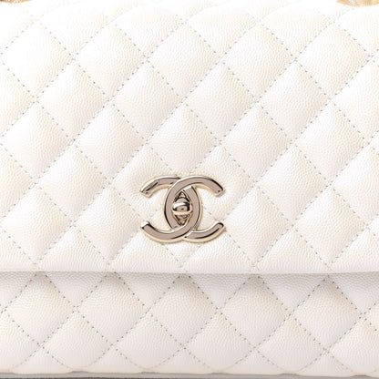 Chanel Iridescent Caviar Quilted Small Coco Handle Flap White 11 of 12