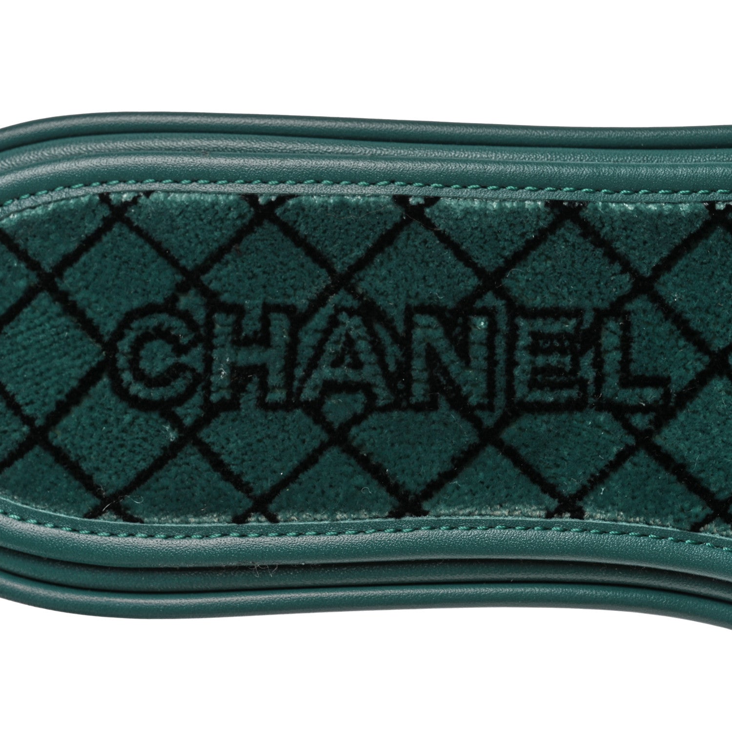 Chanel Embroidered Fabric Calfskin Slide Sandal 38 Green 7 of 8