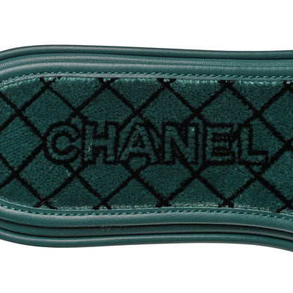 Chanel Embroidered Fabric Calfskin Slide Sandal 38 Green 7 of 8