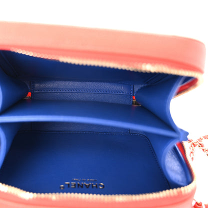 Chanel Caviar Quilted Small CC Filigree Vanity Case Blue White Red 5 of 10