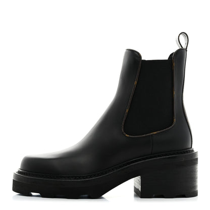 Louis Vuitton Calfskin Monogram Beaubourg Ankle Boots 37 Black 1 of 9