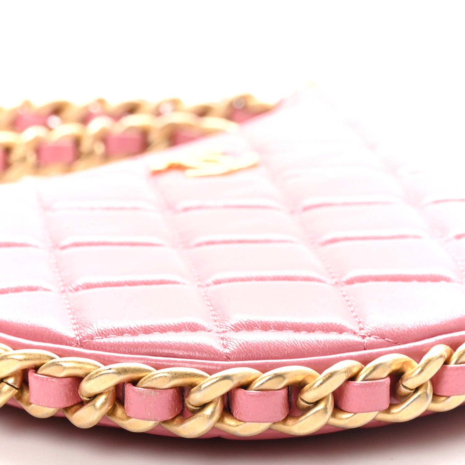 Chanel Shiny Crumpled Lambskin Quilted Trendy Chain Around Hobo Pink 9 of 11
