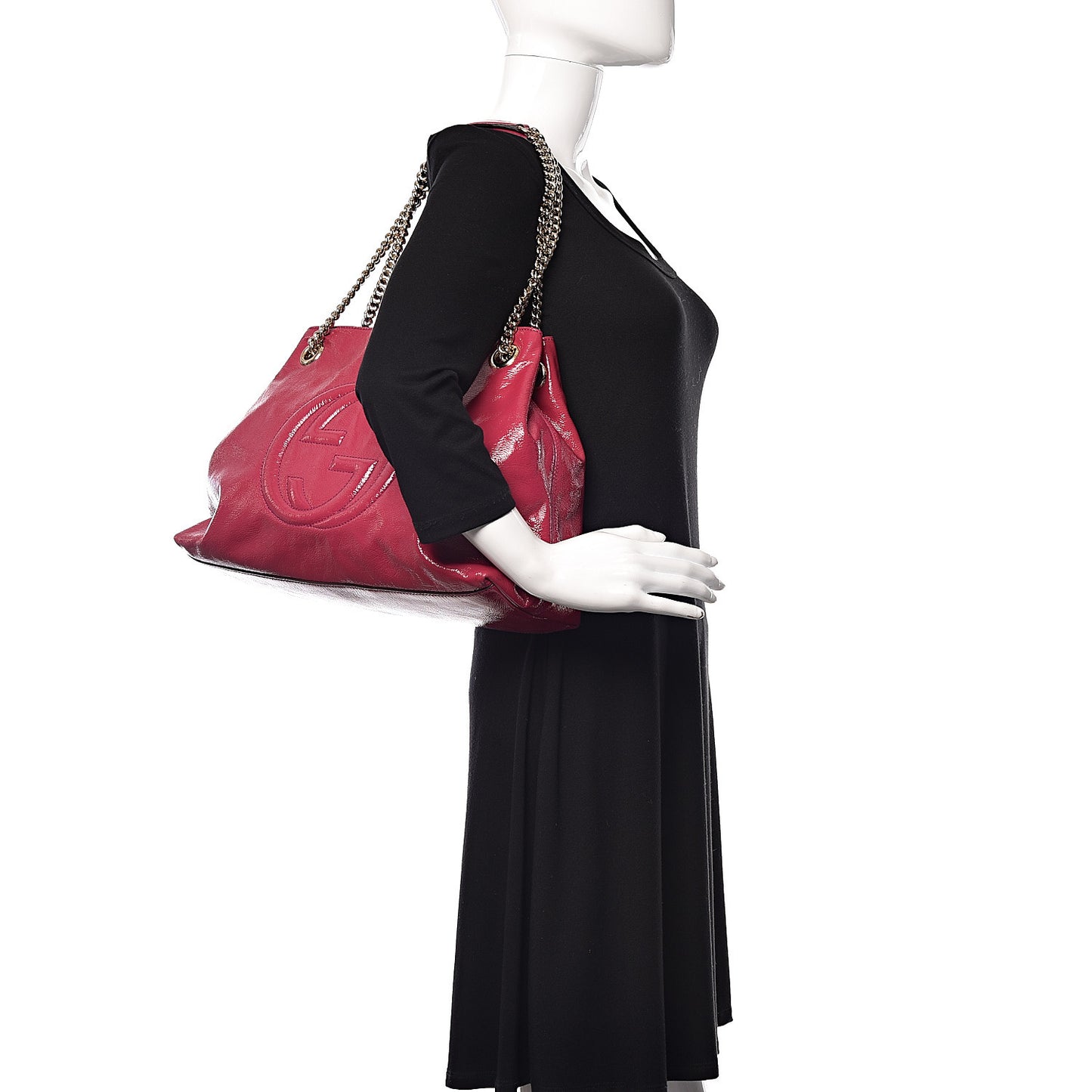 Vernice Naplack Medium Soho Chain Shoulder Bag Bright Bouganville