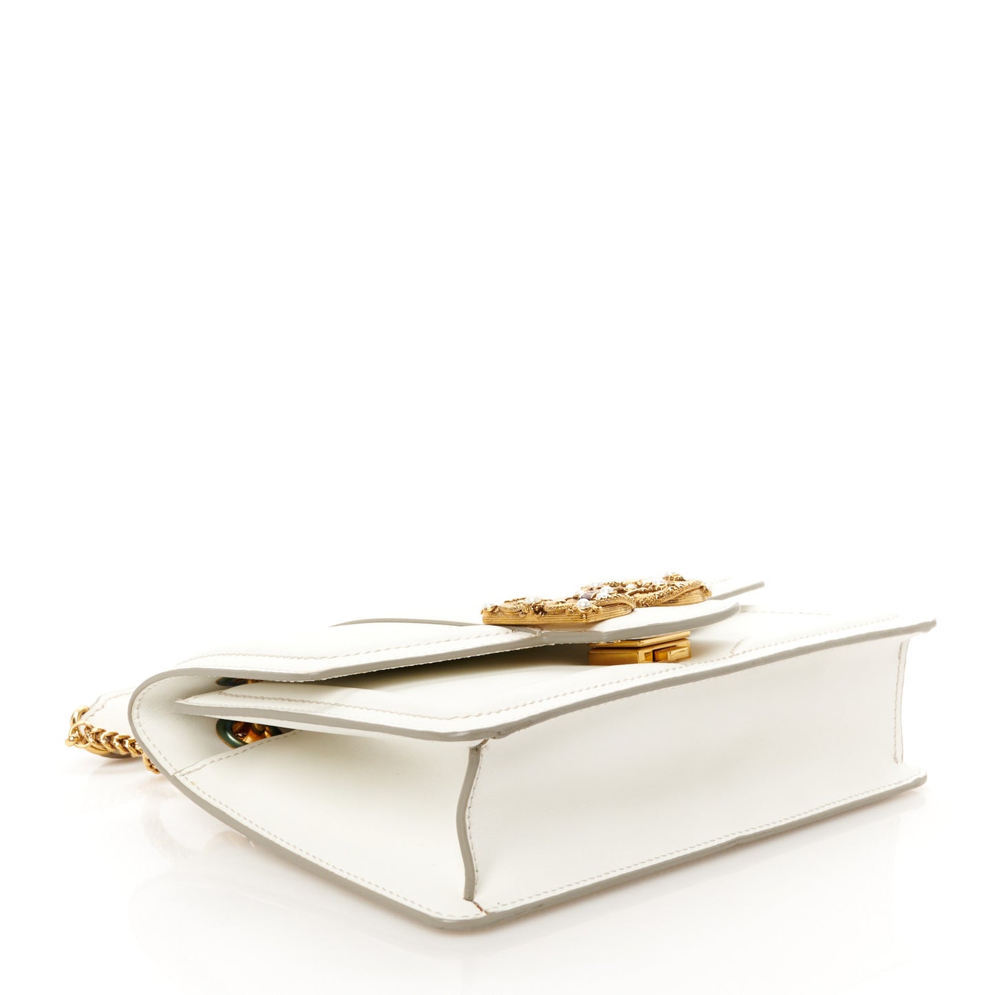 Smooth Calfskin Small DG Amore Envelope Bag White