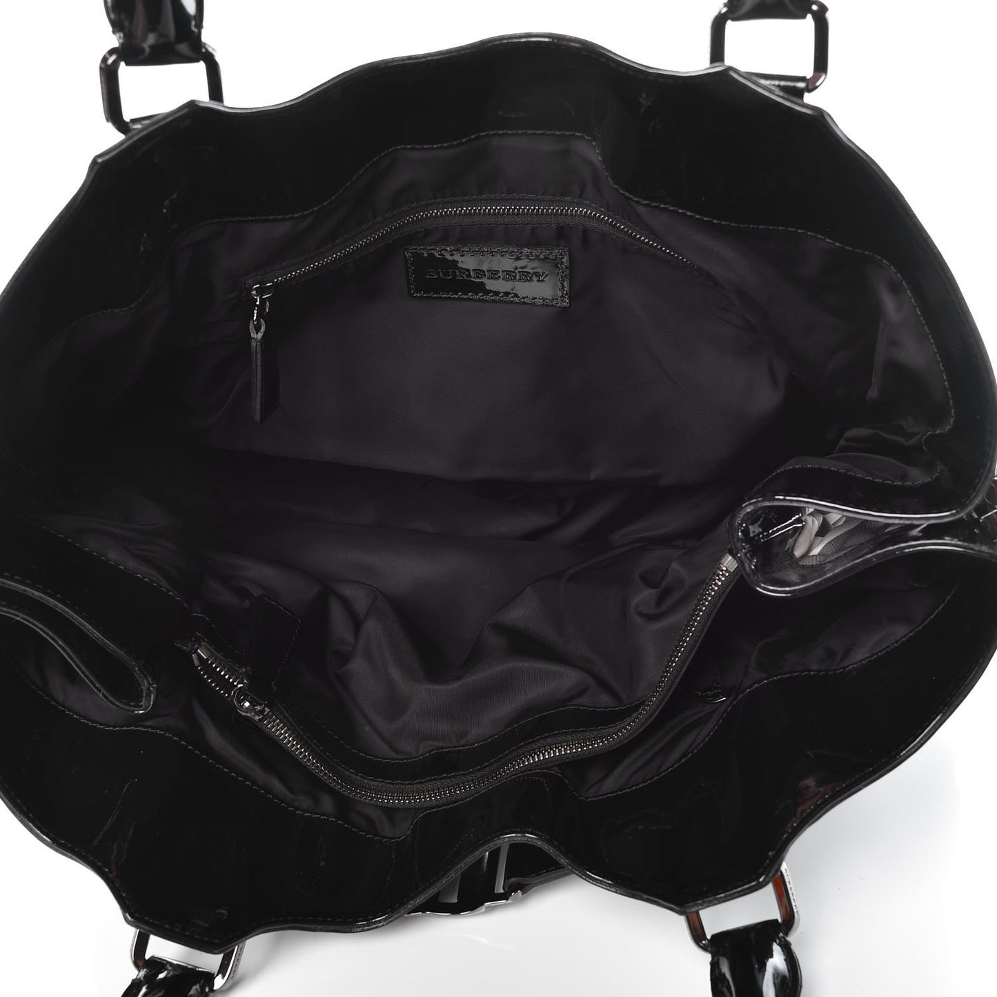 Patent Smoked Check Quilted Beaton Black