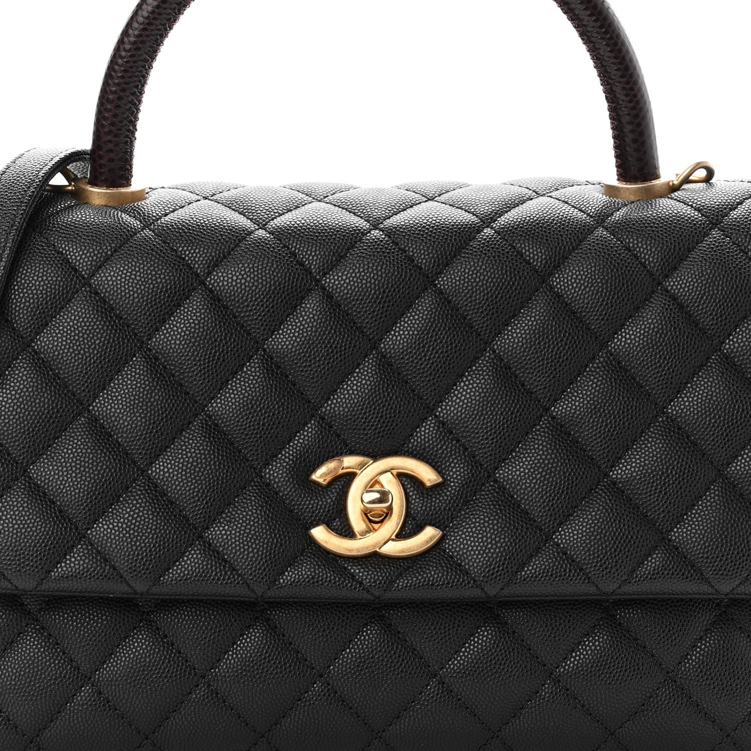 Chanel Caviar Lizard Embossed Quilted Small Coco Handle Flap Black 8 of 12