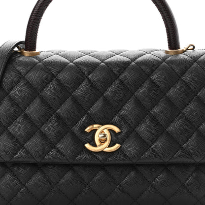Chanel Caviar Lizard Embossed Quilted Small Coco Handle Flap Black 8 of 12