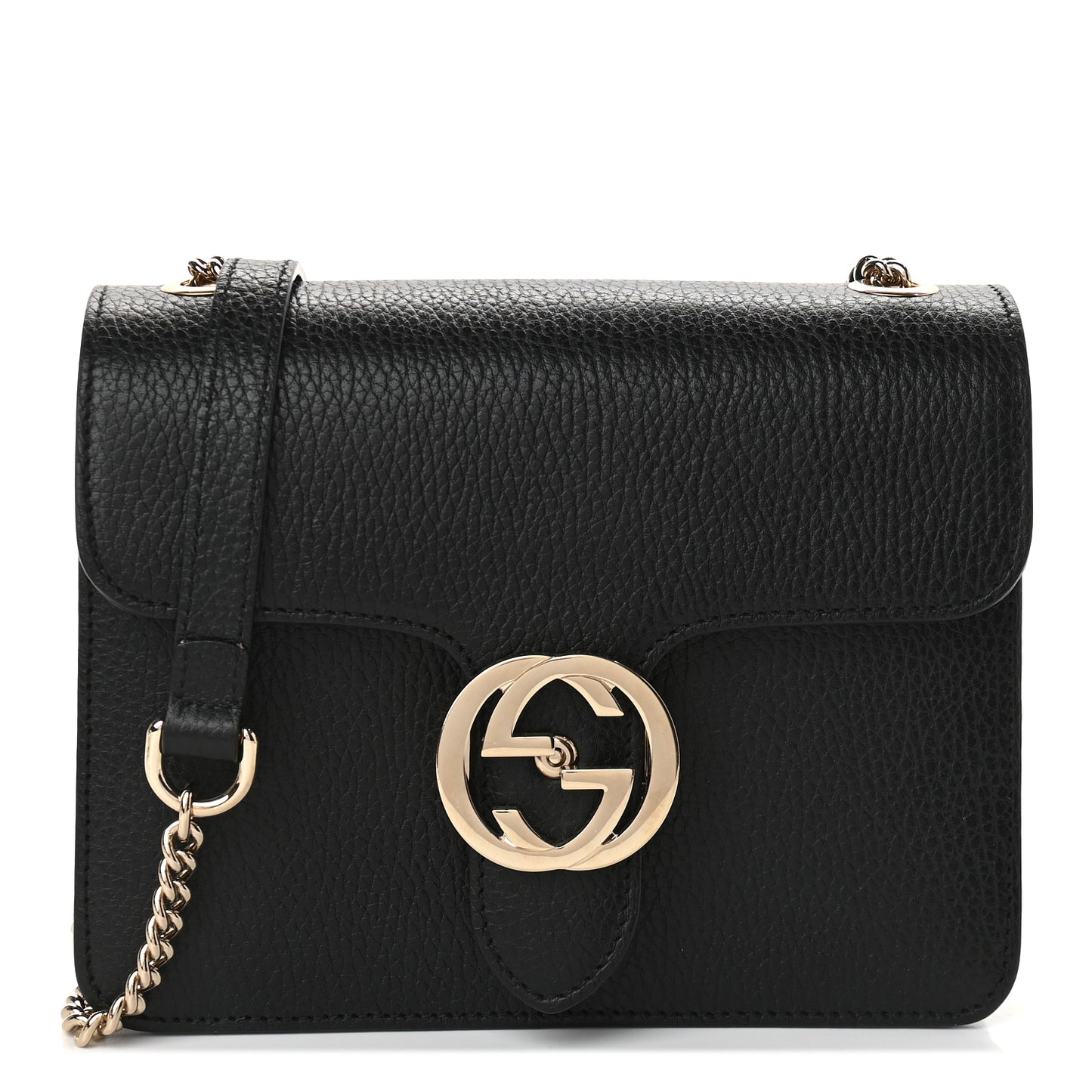 Dollar Calfskin Small Interlocking G Shoulder Bag Black
