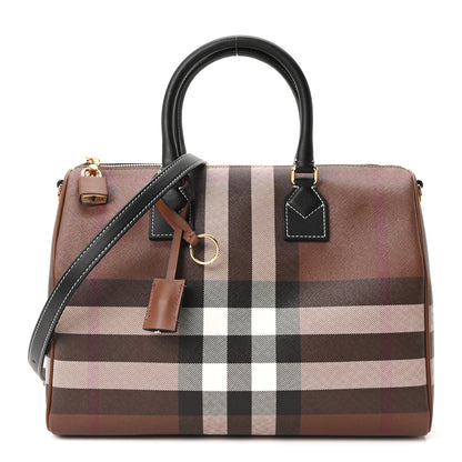 Burberry E-canvas Check Bowling Bag Dark Birch Brown 1 of 8