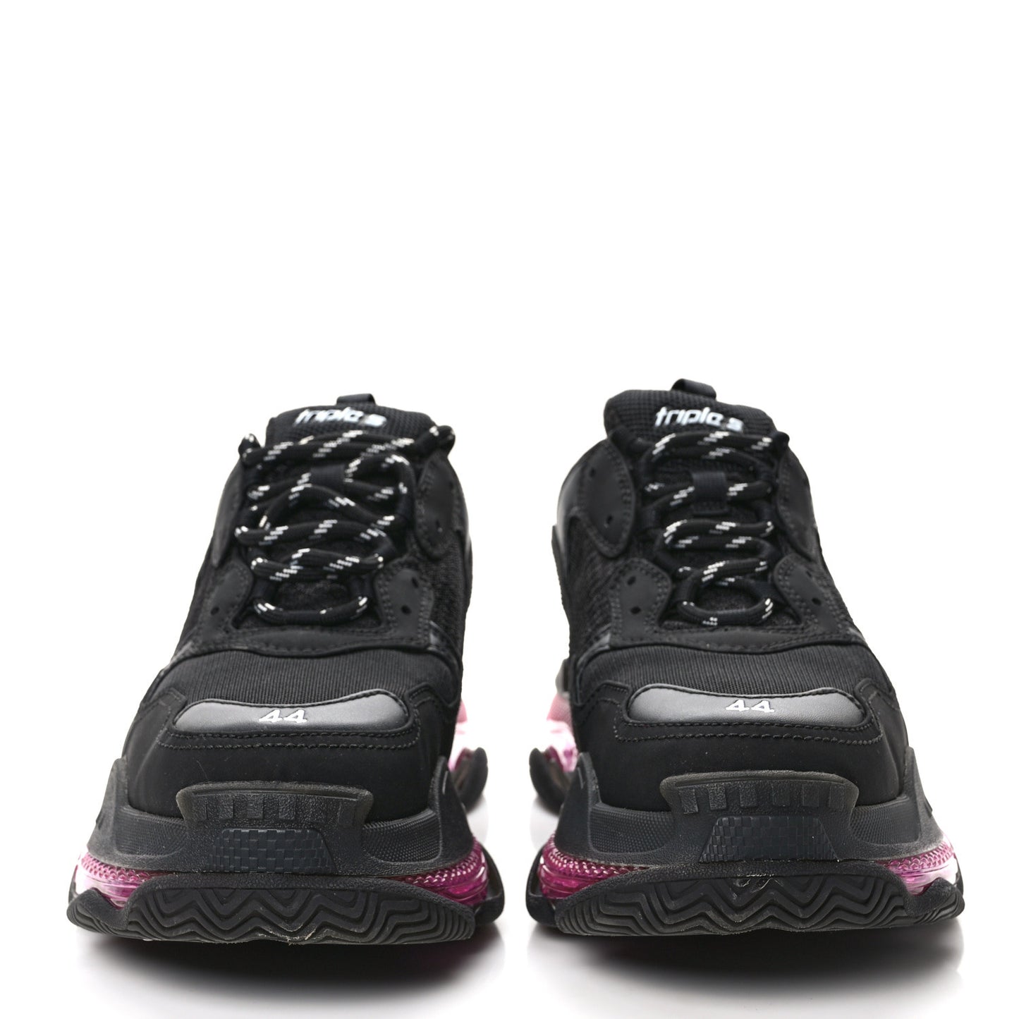 Fabric Mesh Clear Sole Mens Triple S Sneakers 44 Black Pink Neon