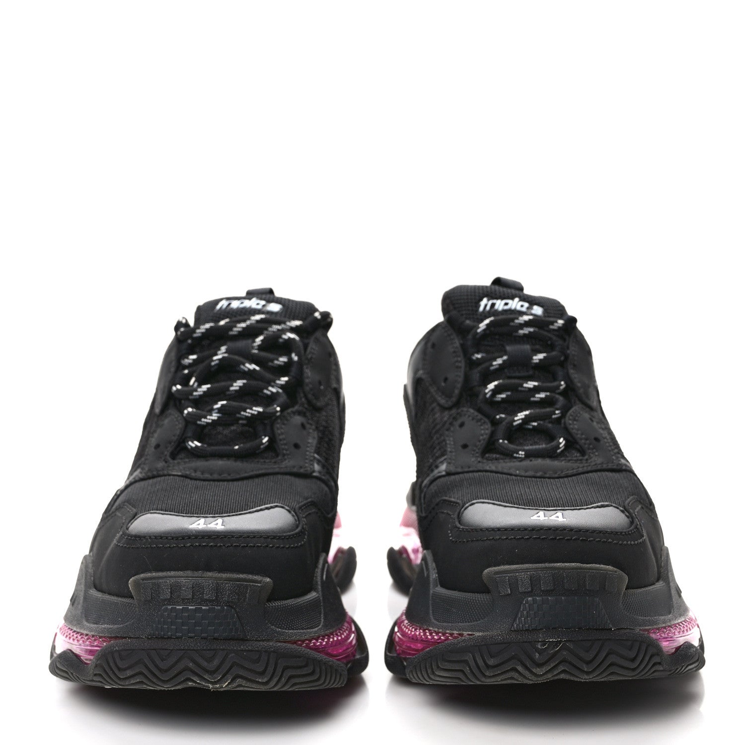 Balenciaga Fabric Mesh Clear Sole Mens Triple S Sneakers 44 Black Pink Neon 2 of 9