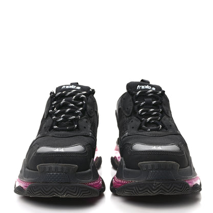 Balenciaga Fabric Mesh Clear Sole Mens Triple S Sneakers 44 Black Pink Neon 2 of 9