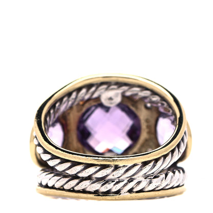 David Yurman Sterling Silver 18K Yellow Gold Diamond Amethyst Renaissance Ring 52 6 3 of 4