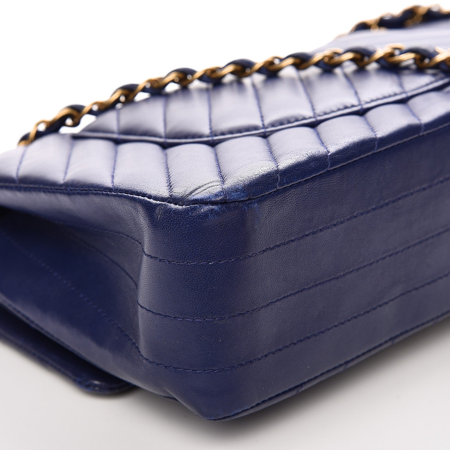 Chanel Lambskin Chevron Quilted Medium Double Flap Blue 12 of 15