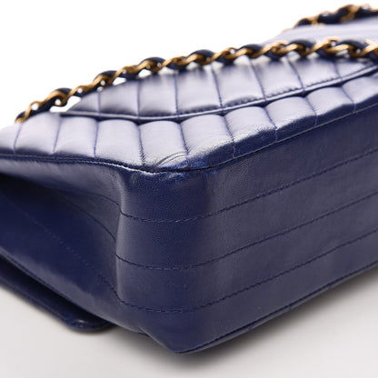 Chanel Lambskin Chevron Quilted Medium Double Flap Blue 12 of 15