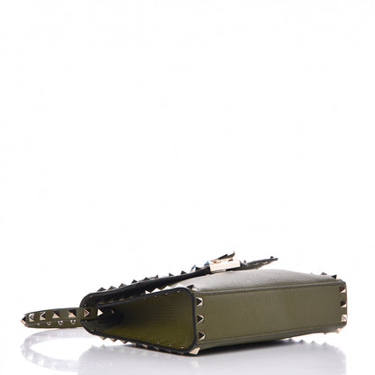 Valentino Garavani Pebbled Calfskin Medium Rockstud Flip Lock Crossbody Bag Army Green 4 of 7