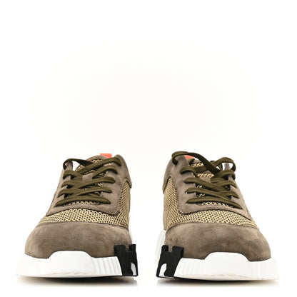 Hermes Air Mesh Suede Goatskin Mens Bouncing Sneakers 43 Vert Toundra 3 of 7