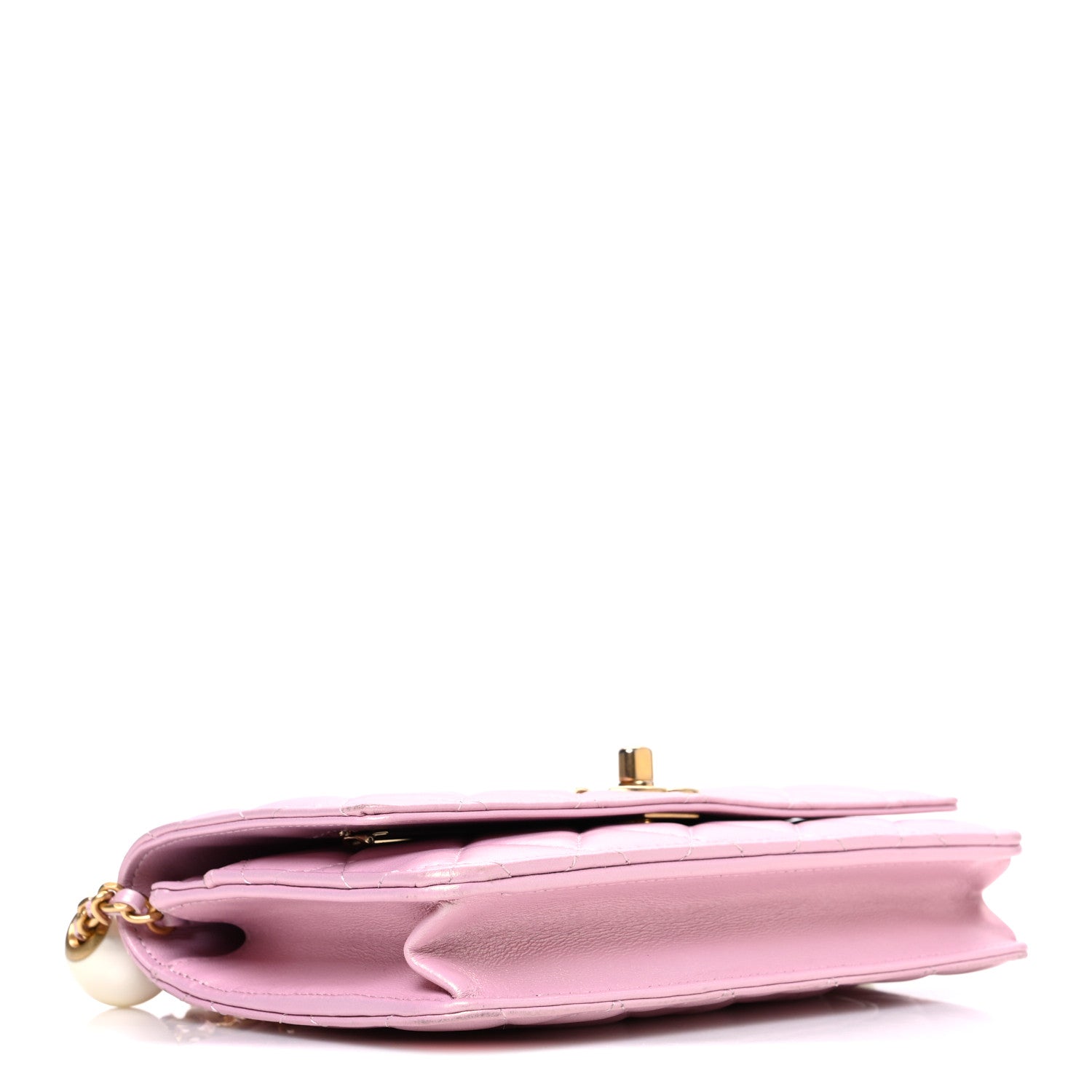Chanel Iridescent Lambskin Quilted CC Pearl Wallet on Chain WOC Pink 4 of 11
