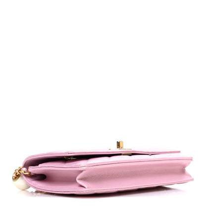 Chanel Iridescent Lambskin Quilted CC Pearl Wallet on Chain WOC Pink 4 of 11