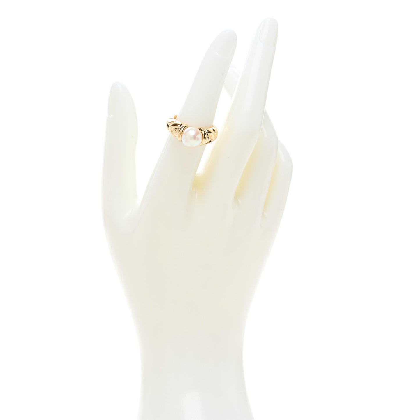 18K Yellow Gold Pearl Passo Doppio Ring 52 6