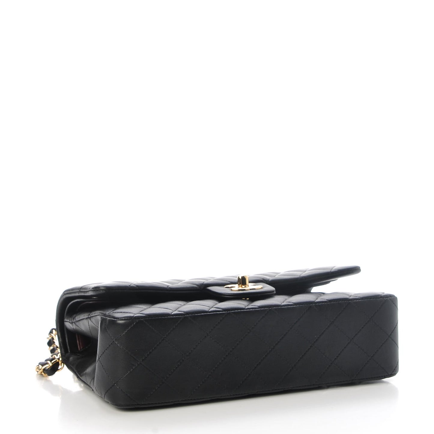 Lambskin Quilted Medium Double Flap Black