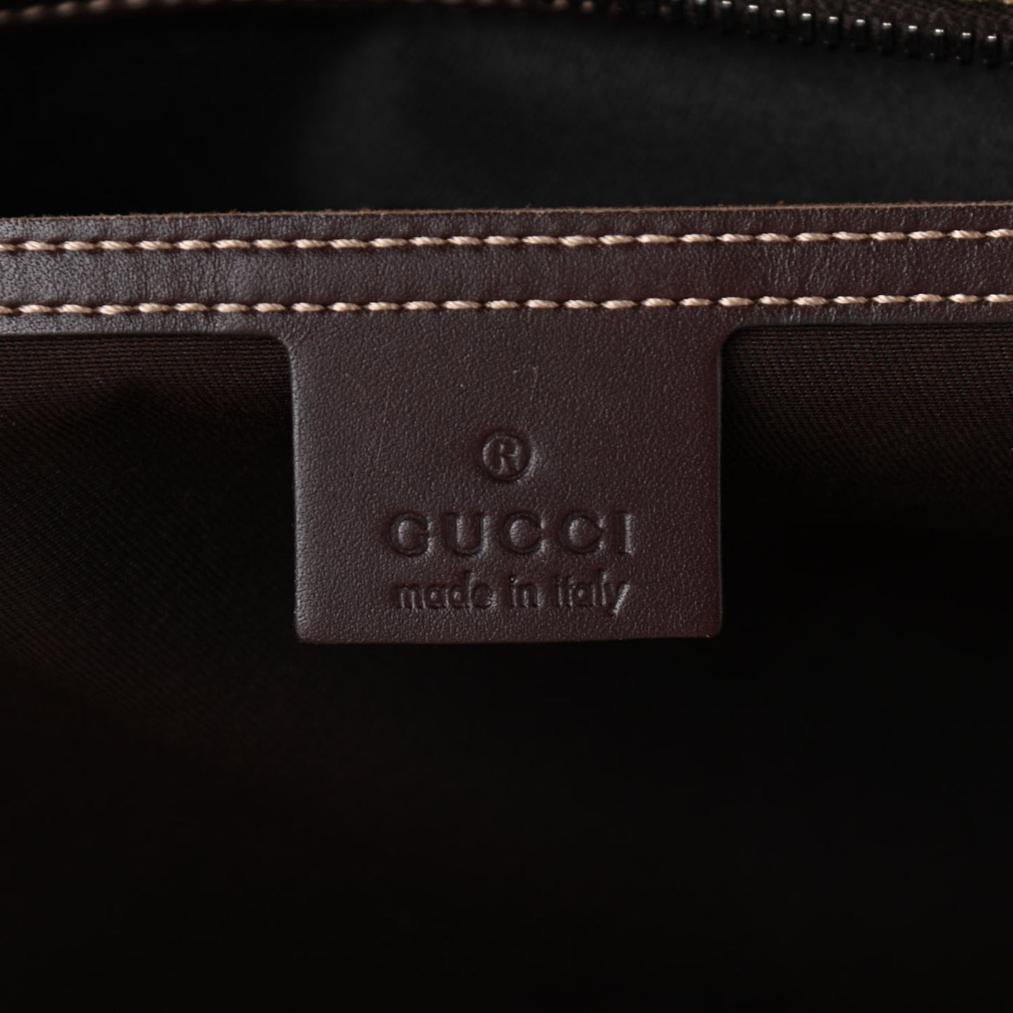 GG Supreme Monogram Medium Zippered Shopping Tote Dark Brown