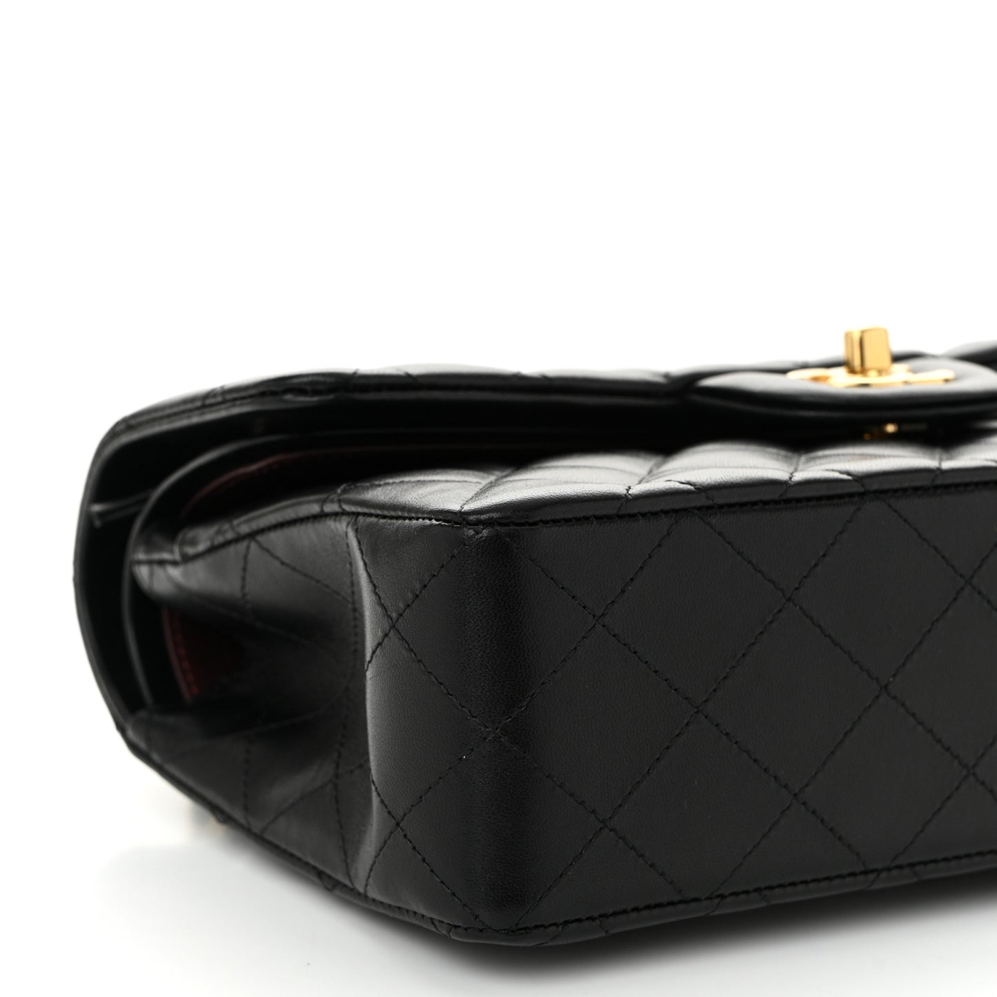 Lambskin Quilted Small Double Flap Black