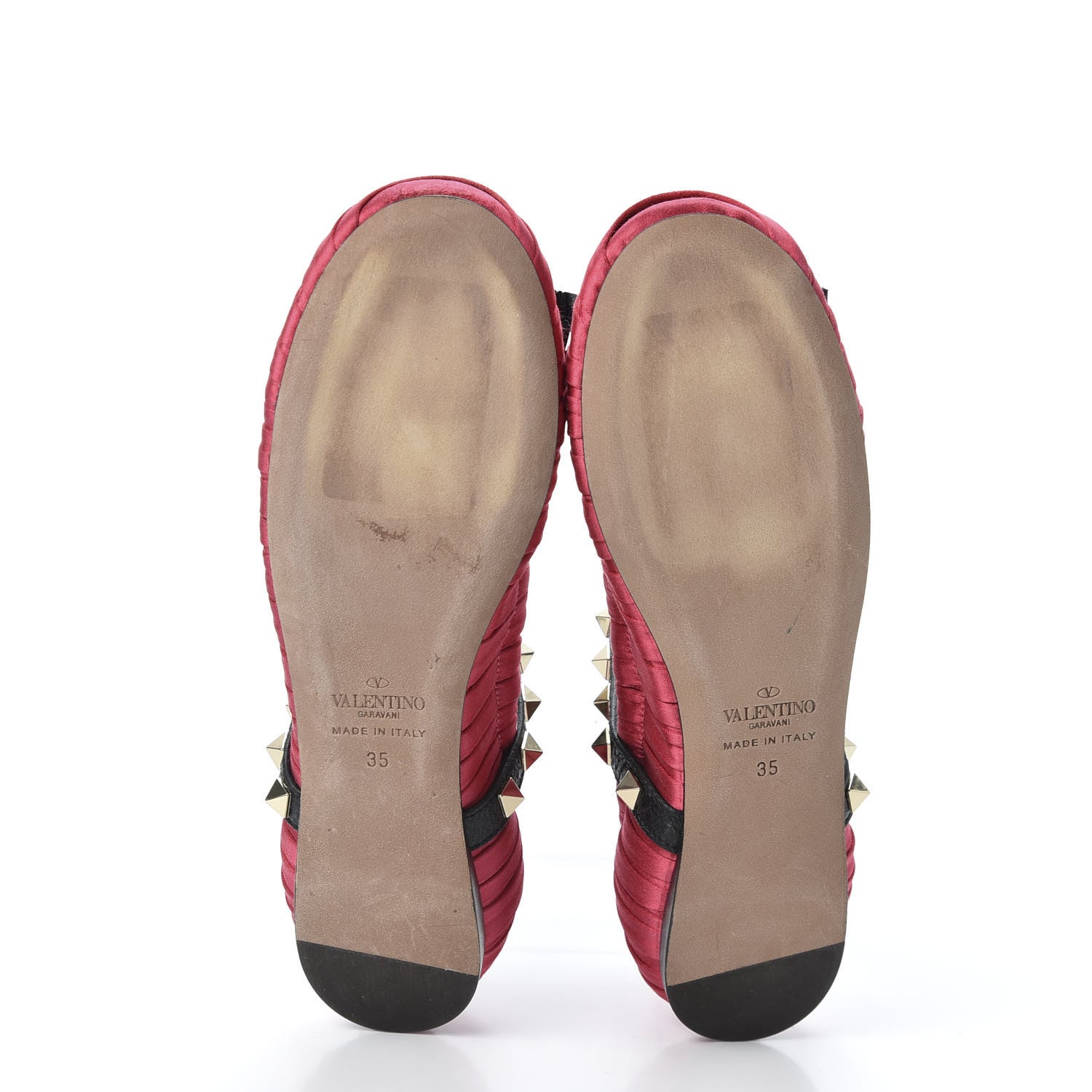 Valentino Garavani Satin Rockstud Ankle Strap Ballet Flats 35 Fuchsia 5 of 13