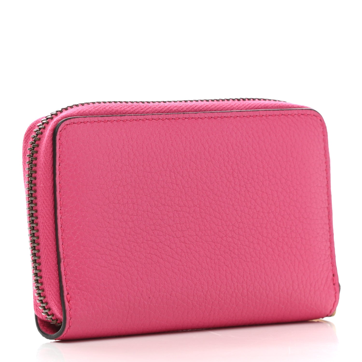 Gucci Grained Calfskin Logo Zip Around Card Case Box Pink Green 3 of 6