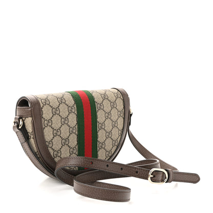 Gucci GG Supreme Monogram Textured Dollar Calfskin Web Mini Ophidia Flap Shoulder Bag Beige Ebony New Acero 3 of 9