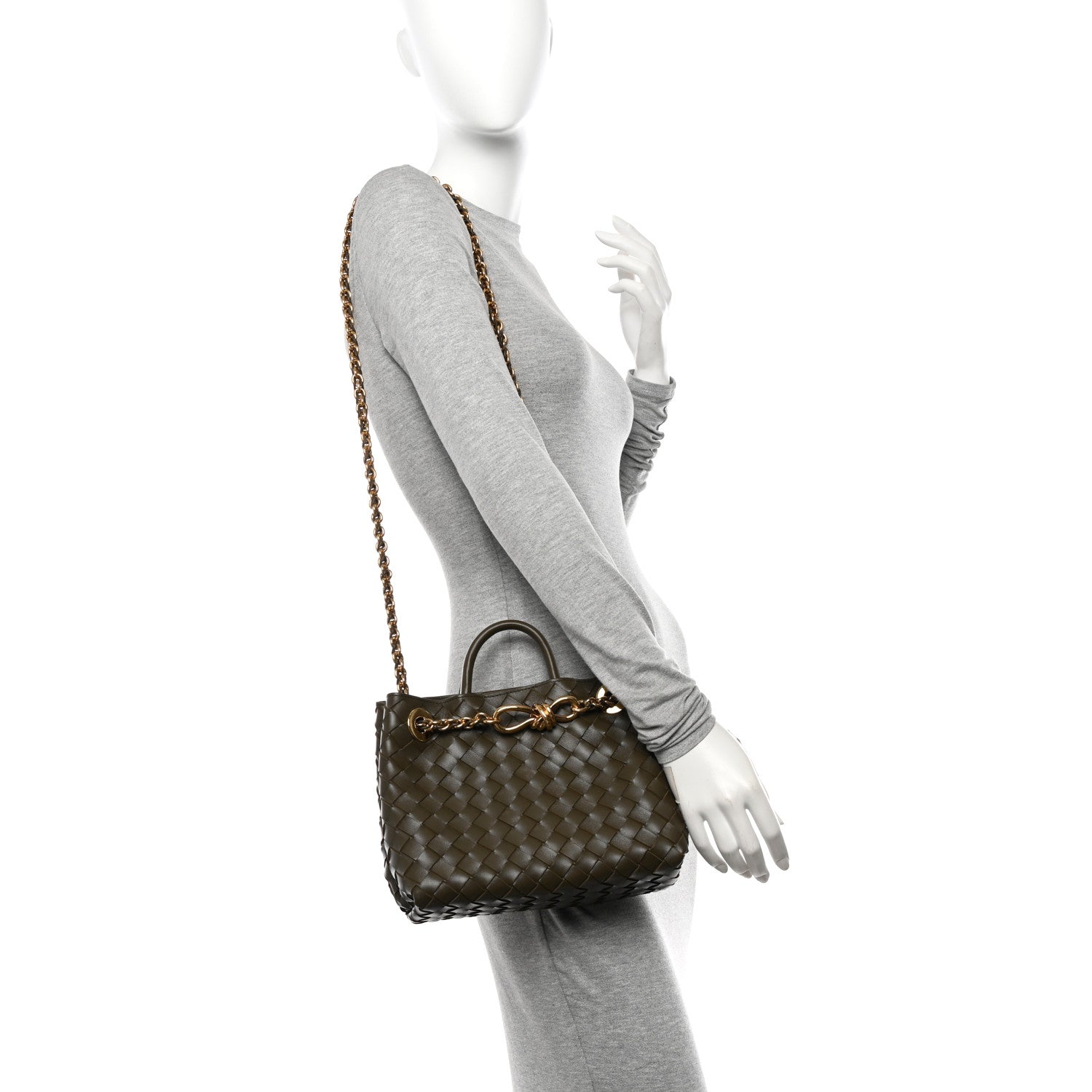 Bottega Veneta Nappa Intrecciato Small Andiamo With Chain Shoulder Bag Pinecone 2 of 9