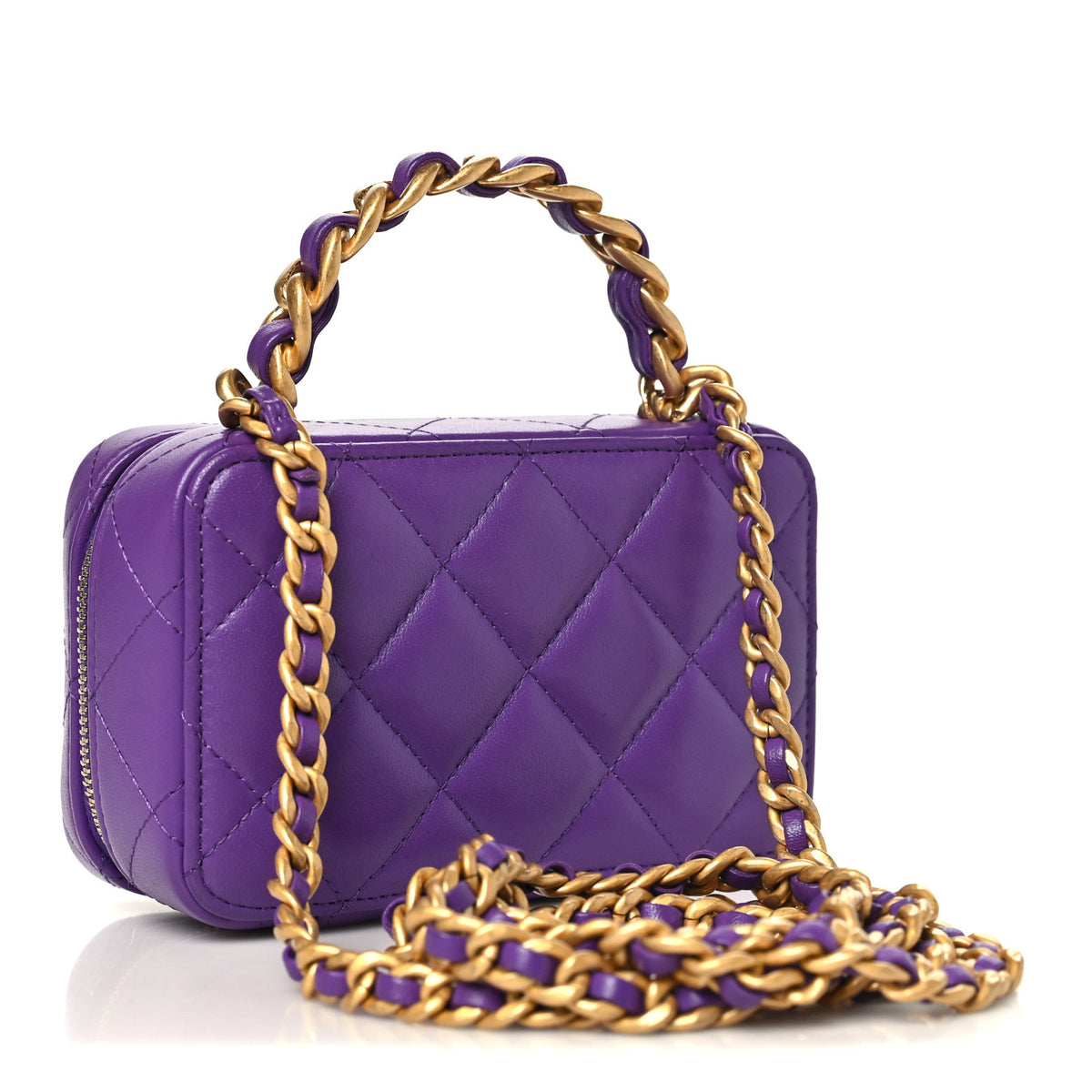 Chanel Lambskin Quilted Top Handle Mini Vanity Case Purple 2 of 9