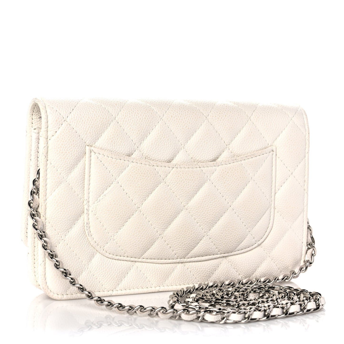 Caviar Quilted Wallet On Chain WOC White