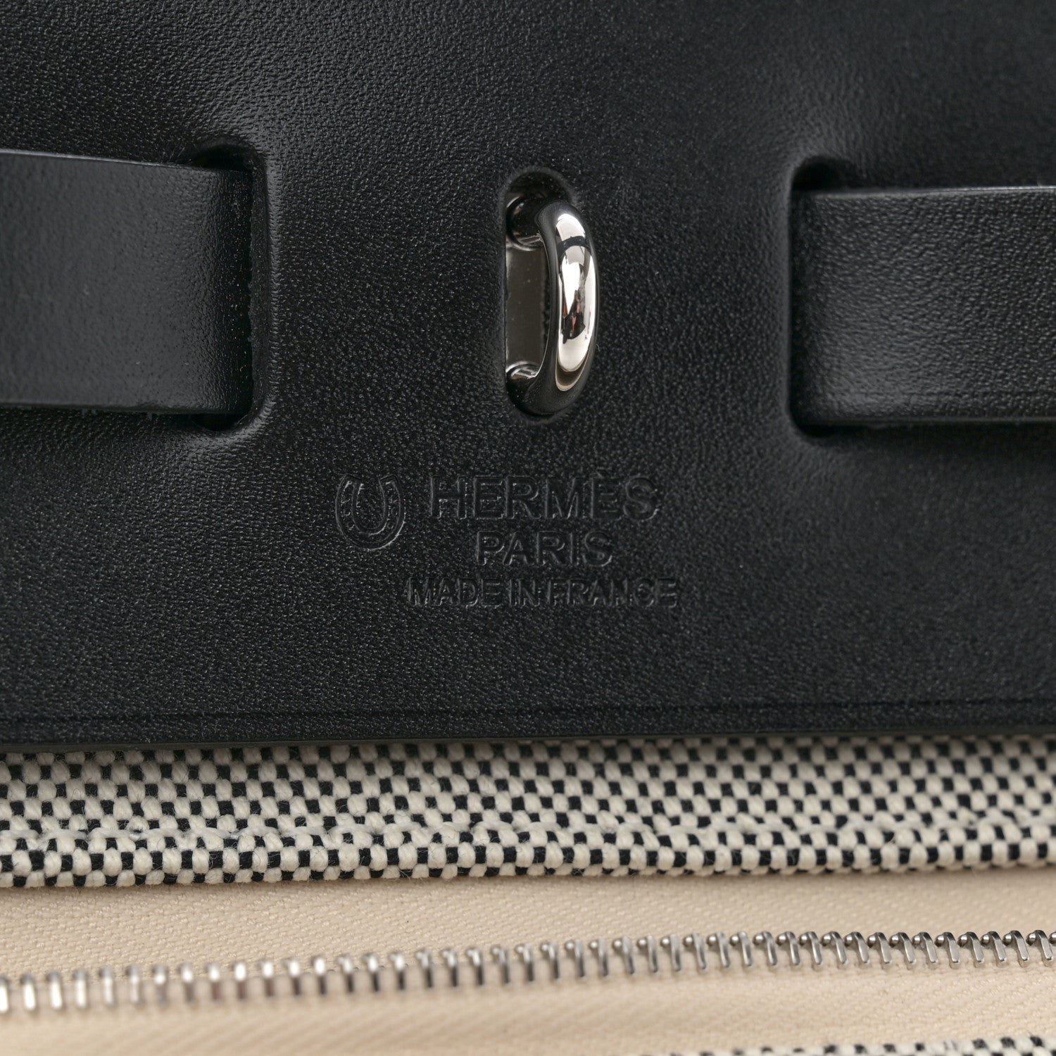 Hermes Vache Hunter Criss Viking Laque Horseshoe Herbag Zip Retourne 31 PM Ecru Black 7 of 12