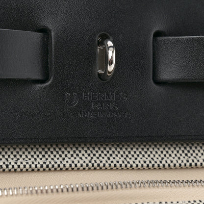 Hermes Vache Hunter Criss Viking Laque Horseshoe Herbag Zip Retourne 31 PM Ecru Black 7 of 12