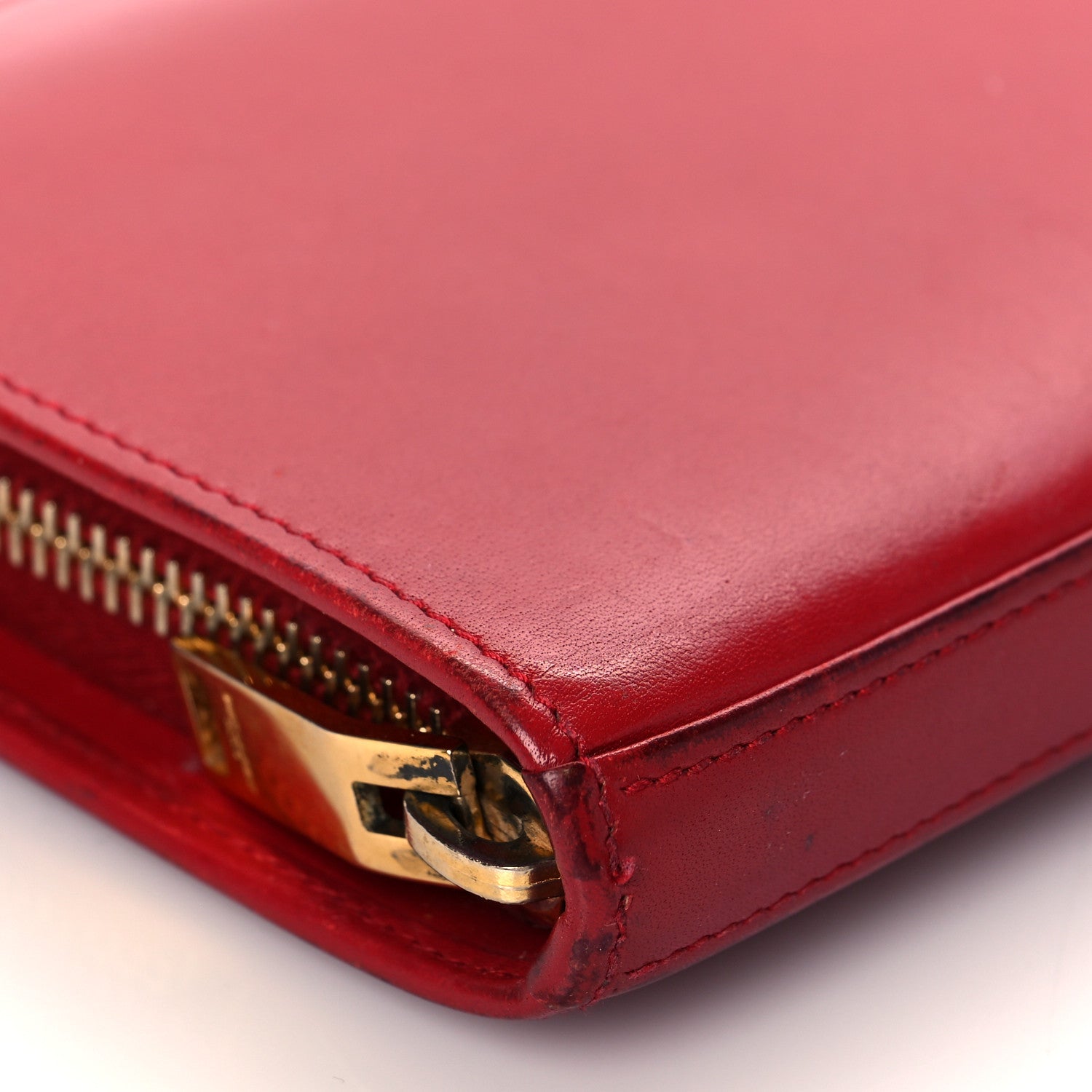 Saint Laurent Calfskin Classic Zip Around Continental Wallet Rouge Orient 7 of 9