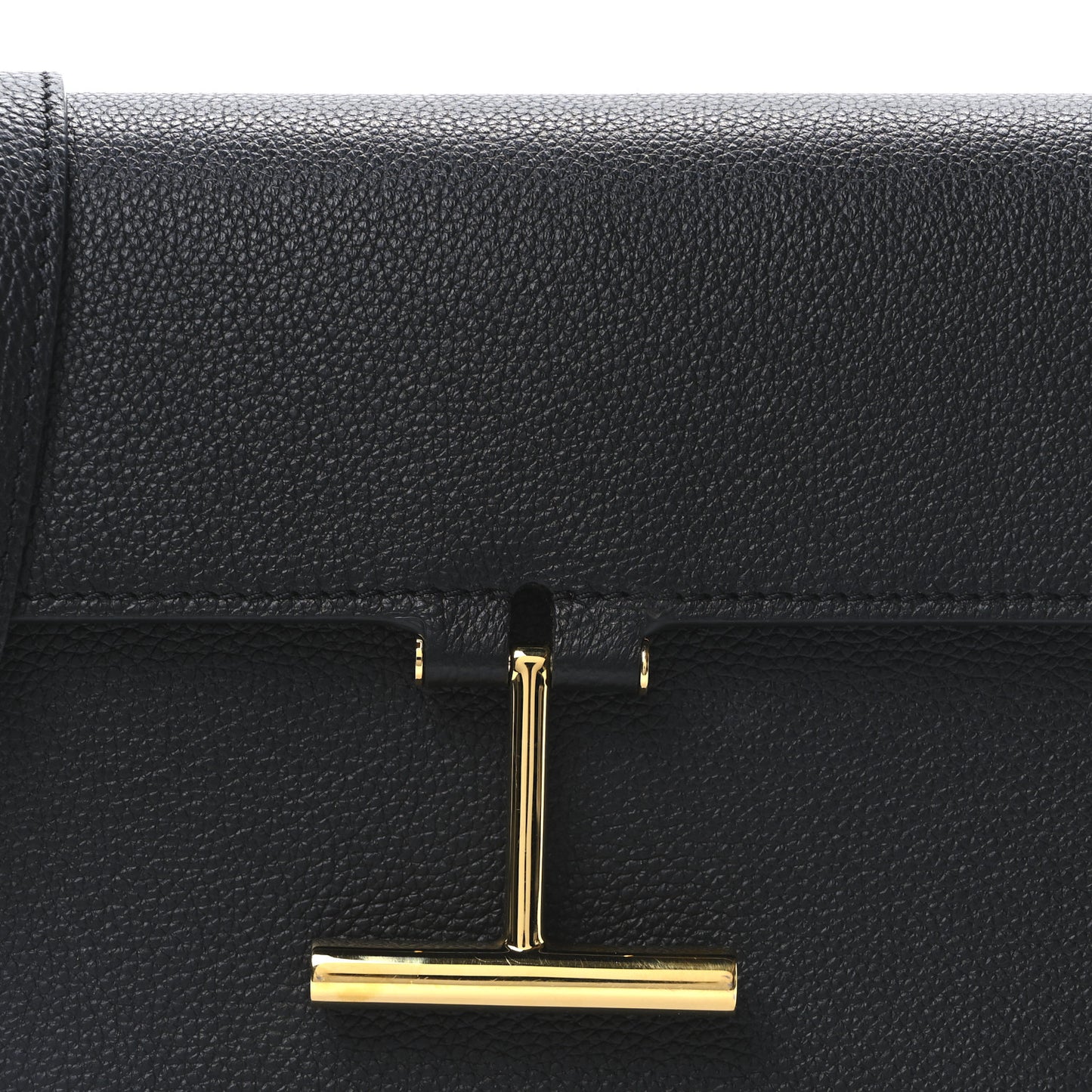 Grained Calfskin Mini T Clasp Tara Crossbody Bag Black