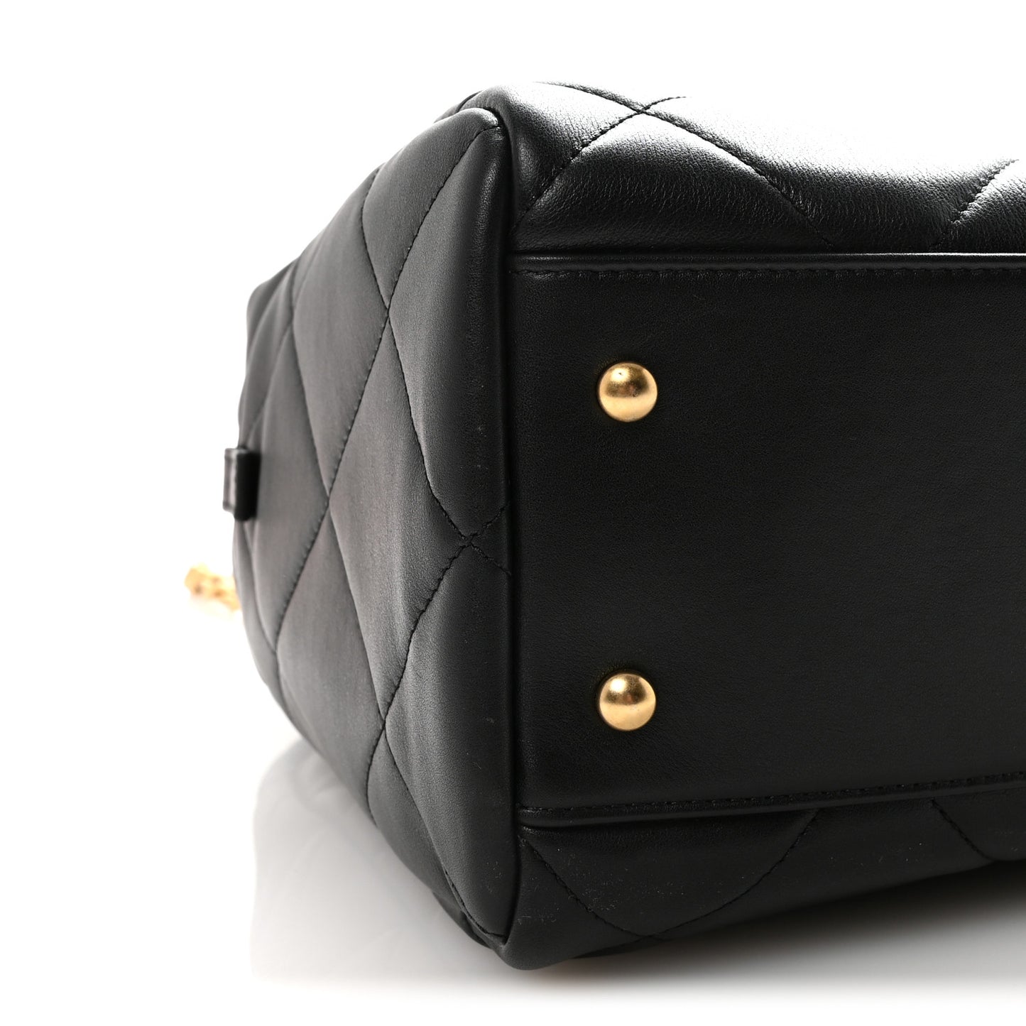 Calfskin Quilted Maxi Travel Bowling Bag Black