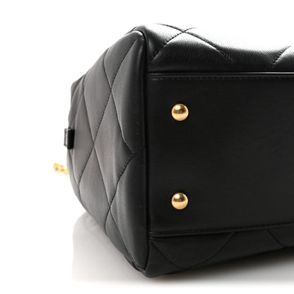 Chanel Calfskin Quilted Maxi Travel Bowling Bag Black 9 of 10