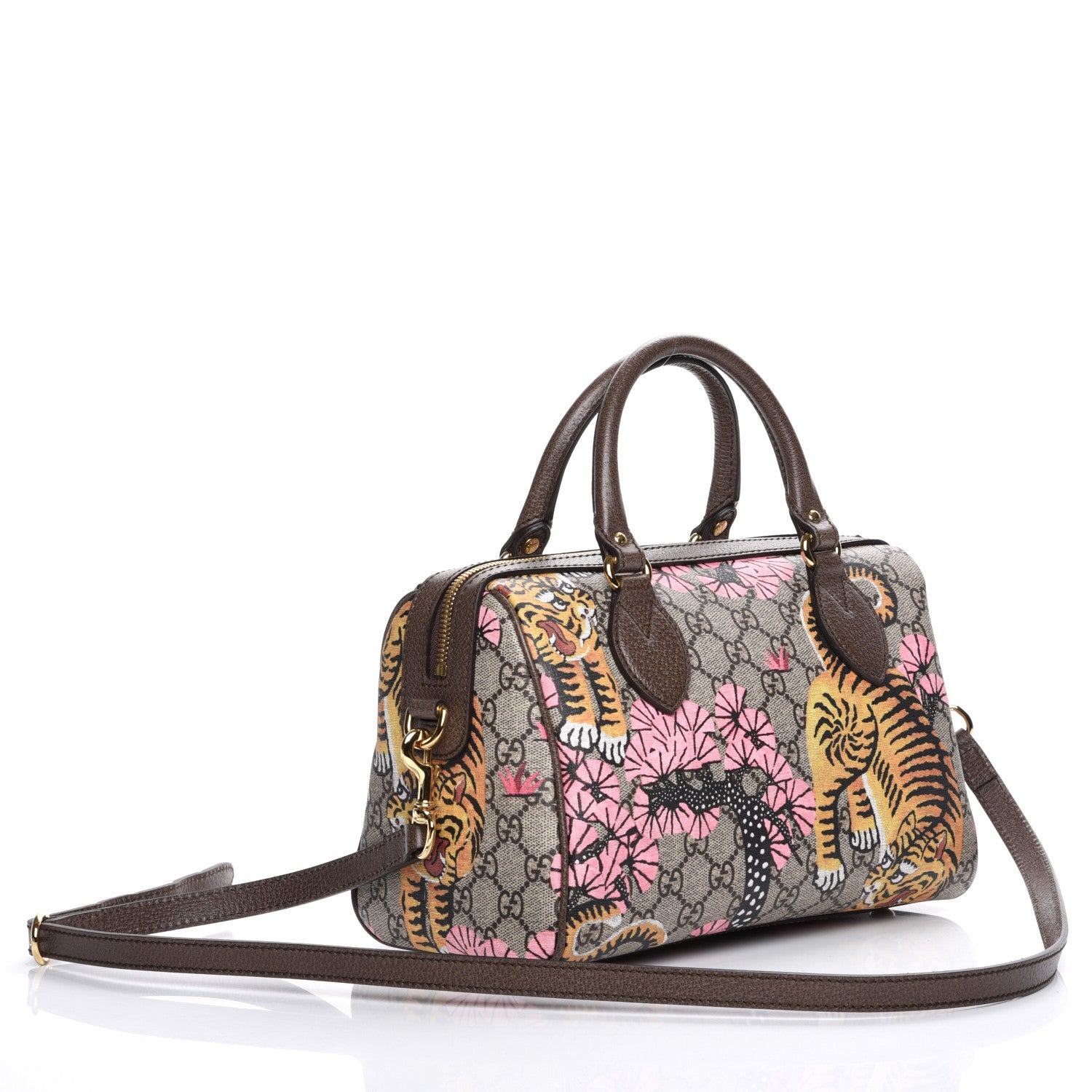 Gucci GG Supreme Monogram Bengal Small Boston Beige Pink 4 of 8