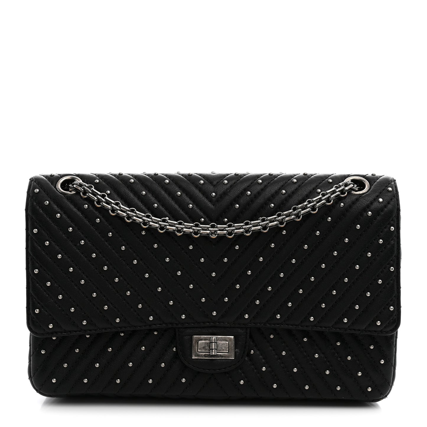 Sheepskin Chevron Quilted Studded 2.55 Reissue 226 Flap Black
