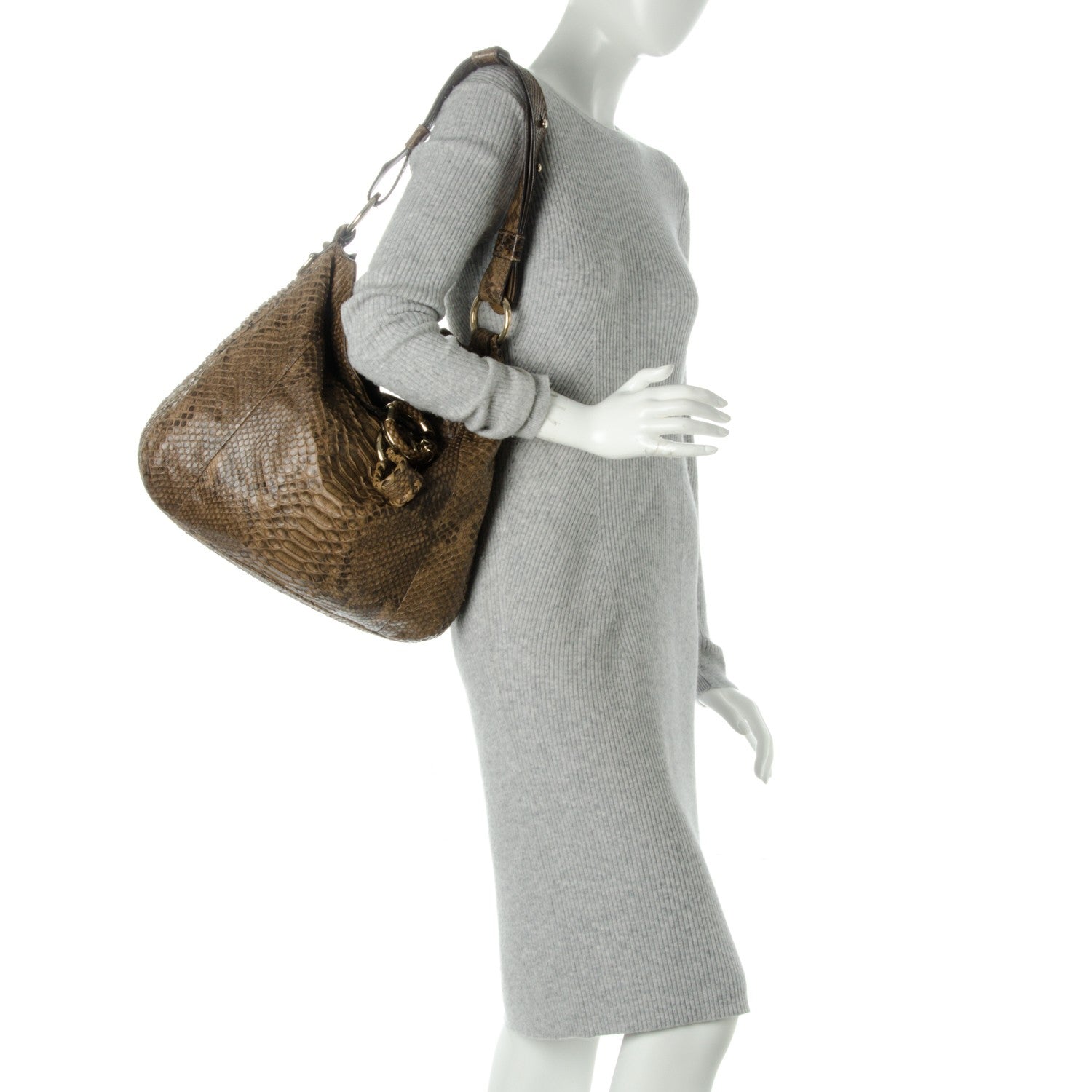 Gucci Python Medium G Wave Shoulder Bag Caramel 2 of 7