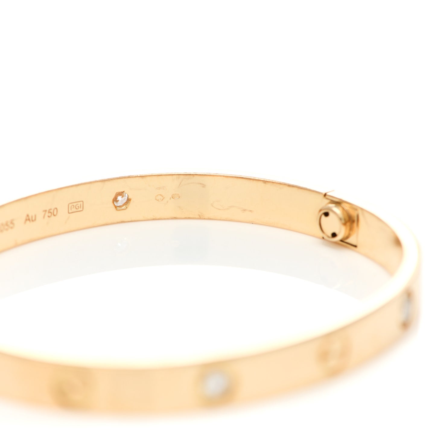 18K Yellow Gold 4 Diamond LOVE Bracelet 17