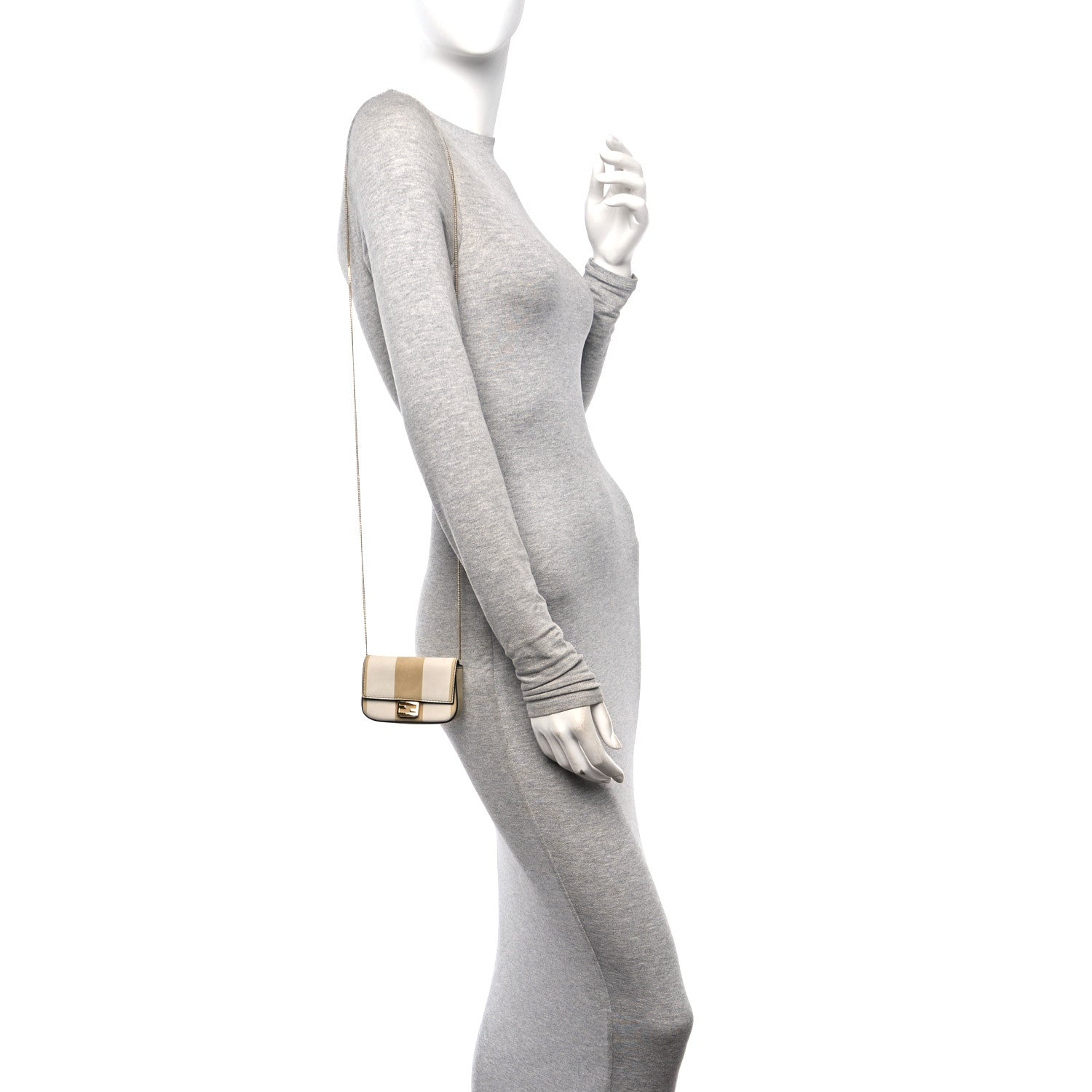 Fendi Nubuck Pequin Nano Baguette Charm Sand Tortora 2 of 13