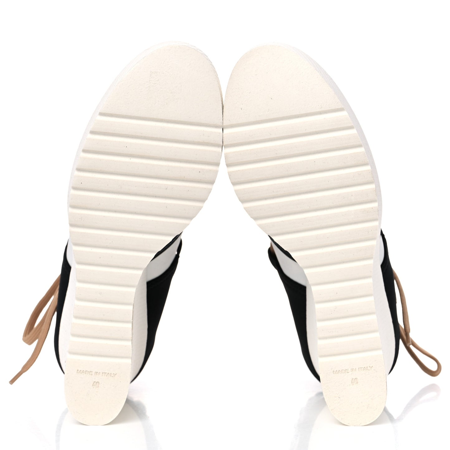 Patent Calfskin Runway Wedge Short Platform Boots 40 Black White Beige