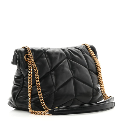 Saint Laurent Lambskin Quilted Small Loulou Puffer Monogram Chain Satchel Black 3 of 17