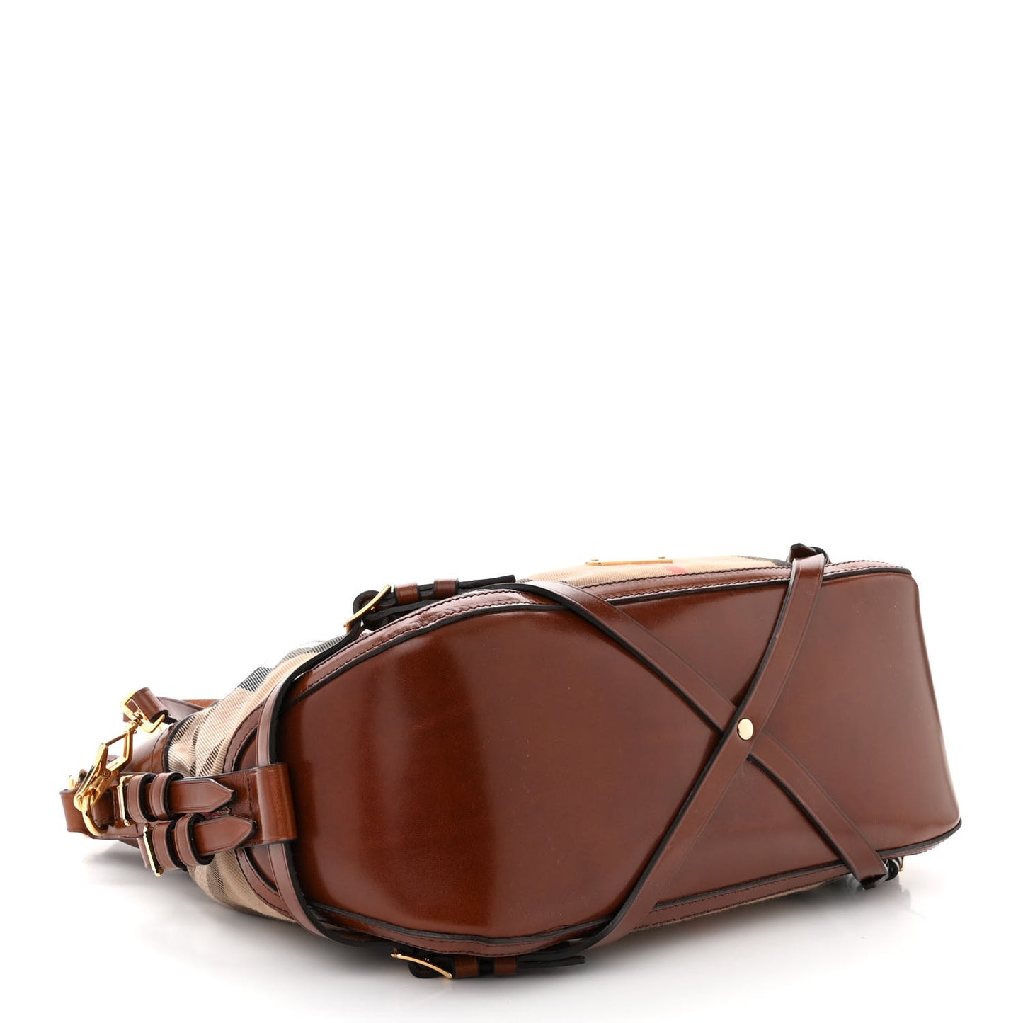 House Check Bridle Calfskin Small Ledbury Hobo Dark Tan