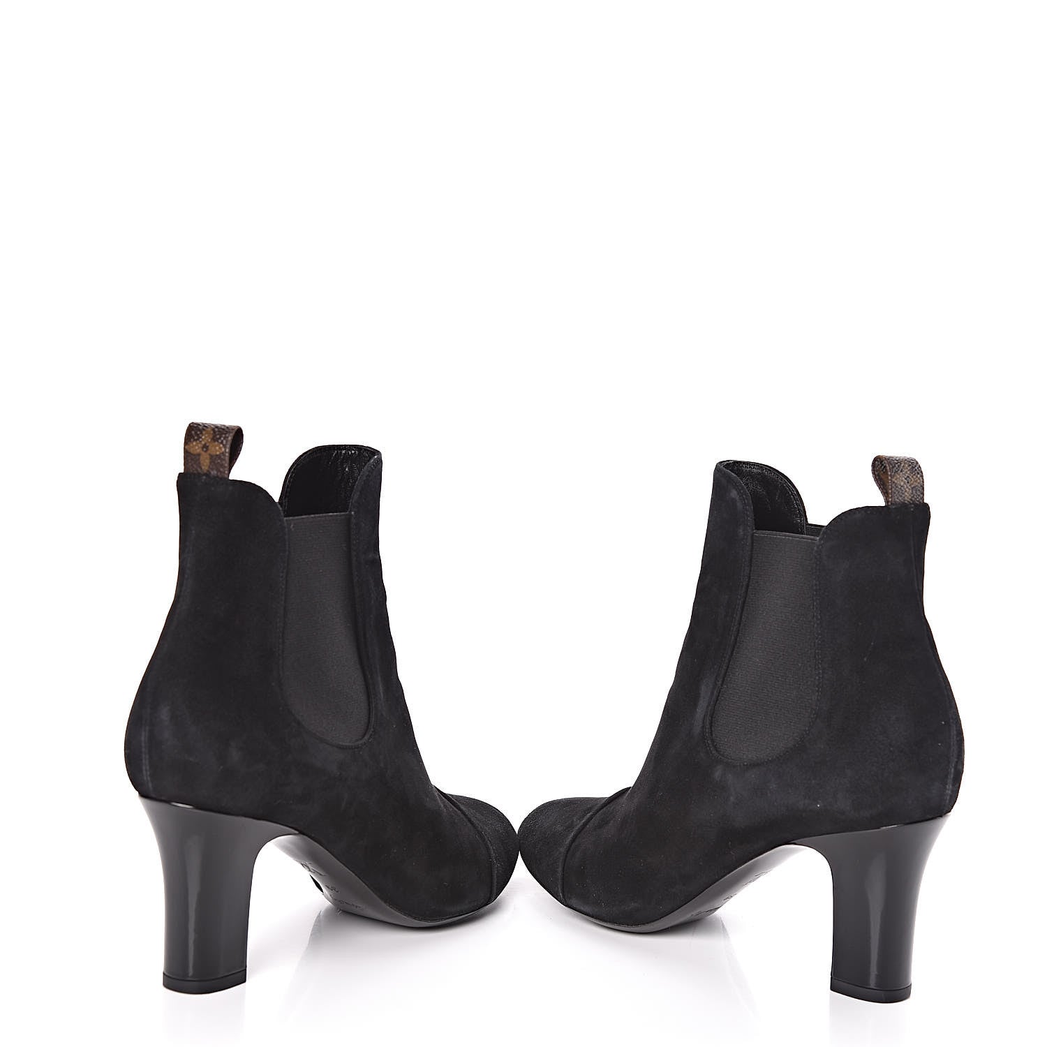 Louis Vuitton Suede Monogram Uniformes Cap Toe Chelsea 75mm Ankle Boots 39 Black 6 of 12