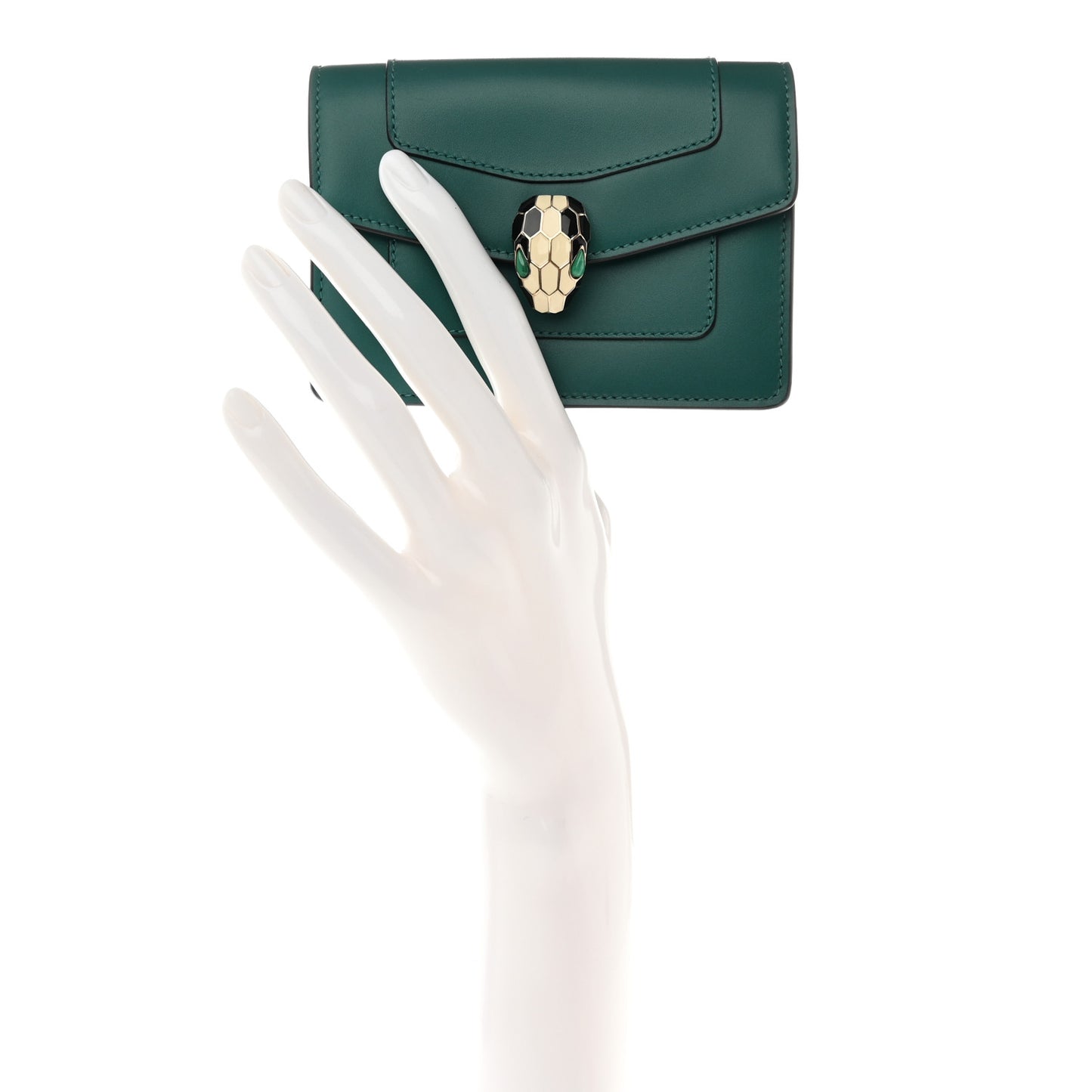 Calfskin Serpenti Forever Purse Card Holder Emerald Violet Amethyst