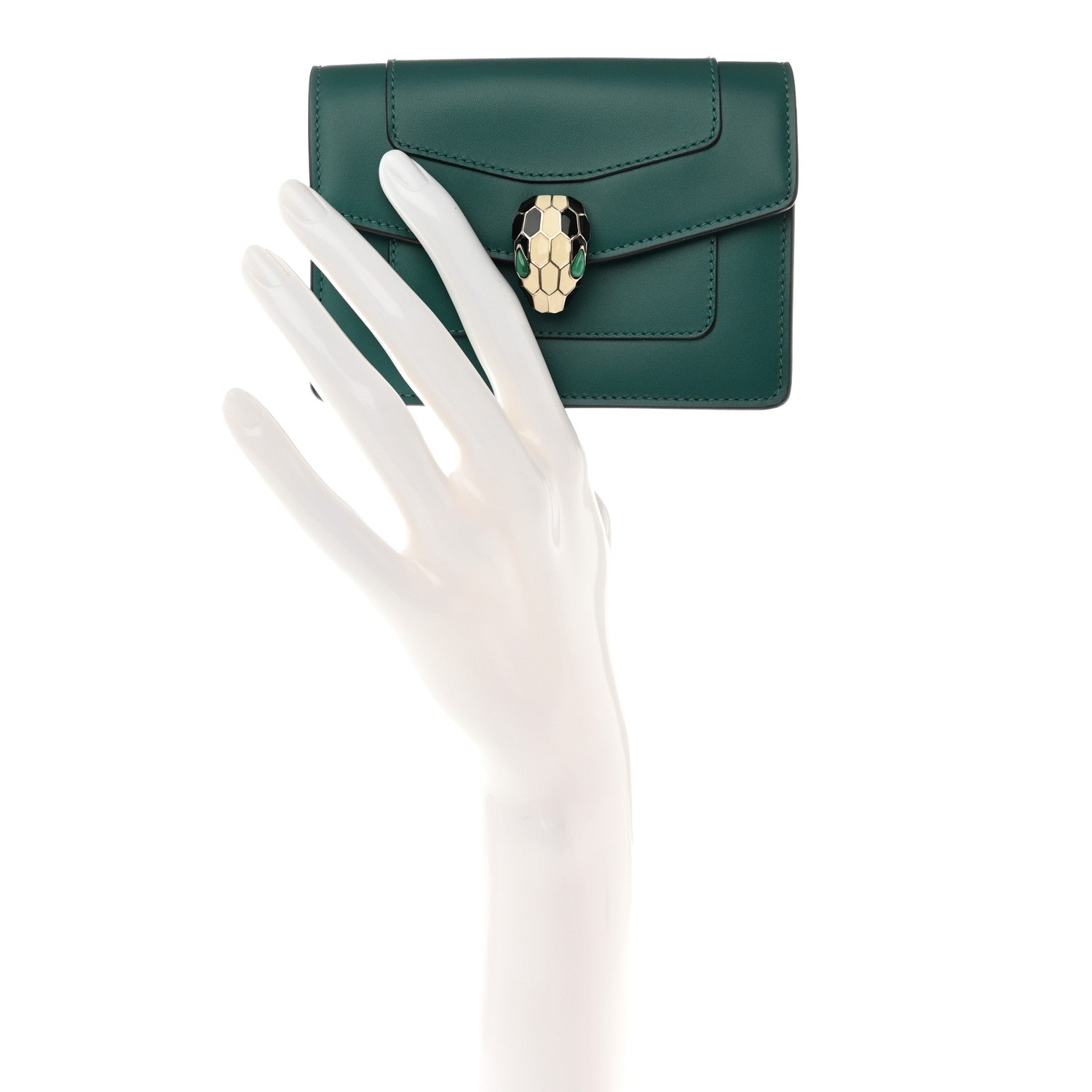 Bulgari Calfskin Serpenti Forever Purse Card Holder Emerald Violet Amethyst 3 of 17